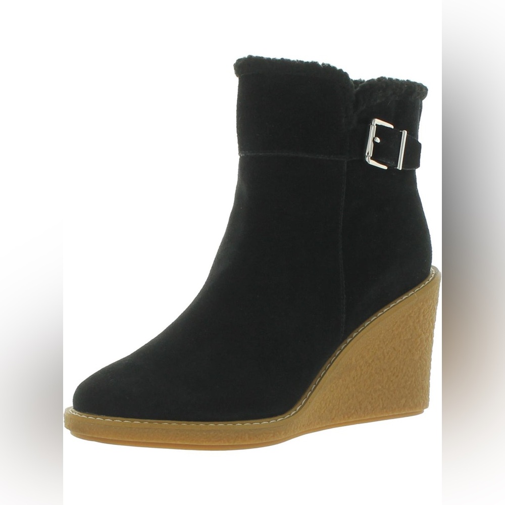 NWOT Franco Sarto Ulayna Suede Faux Fur Wedge Boots